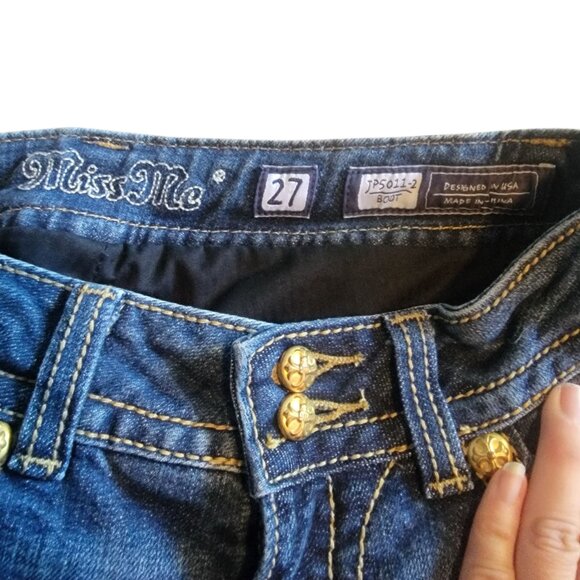 Miss Me Dark Blue Boot Cut Denim Blue Jeans Size 27 - Picture 6 of 11